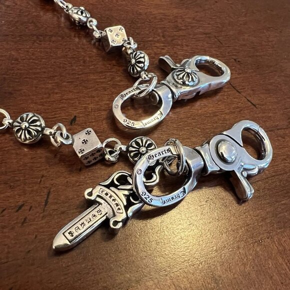 Chrome Hearts Dice Crossball Dagger Wallet Chain Sterling Silver 925 Polished - Picture 3 of 6
